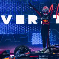 Red Bull Racing&#039;s Dutch driver Max Verstappen celebrates winning the Formula One Qatar Grand Prix at the Lusail International Circuit, Lusail, Qatar, Nov. 30, 2025. (Photo by Andrej ISAKOVIC / AFP)
