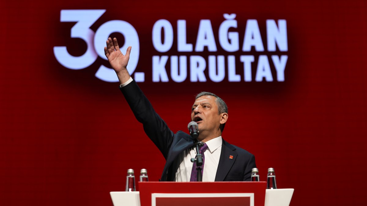 Republican People’s Party (CHP) Chairperson Özgür Özel delivers a speech at the opening of the party's 39th Ordinary Congress, Ankara, Türkiye, Nov. 28, 2025. (AA Photo)