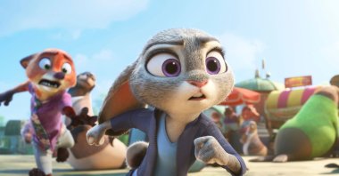  Nick Wilde, voiced by Jason Bateman (L) and Judy Hopps, voiced by Ginnifer Goodwin, in a scene from &quot;Zootopia 2.&quot; (Disney Handout via AP Photo)