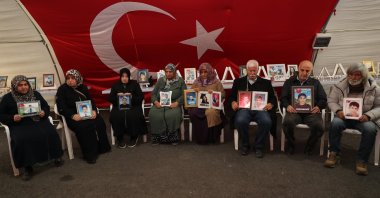 Families whose children were brainwashed to join the PKK terrorist group stage a protest, Diyarbakır, southeastern Türkiye, Nov. 27, 2025. (AA Photo)