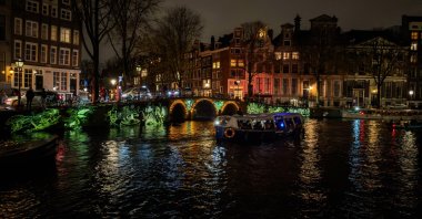 Works by artists, designers and architects from around the world are on display at the Amsterdam Light Festival, Amsterdam, Netherlands, Nov. 29, 2025. (AA Photo)