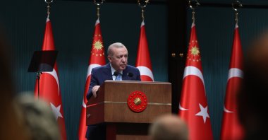 President Recep Tayyip Erdoğan talks to reporters after the Cabinet meeting in Ankara, Türkiye, Dec. 1, 2025. (AA Photo)