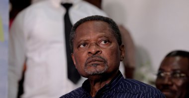 Cameroonian politician Anicet Ekane, director of the African Movement for New Independence and Democracy (MANIDEM) political party, looks before a press conference in Yaounde, Cameroon, July 19, 2025. (AFP Photo)