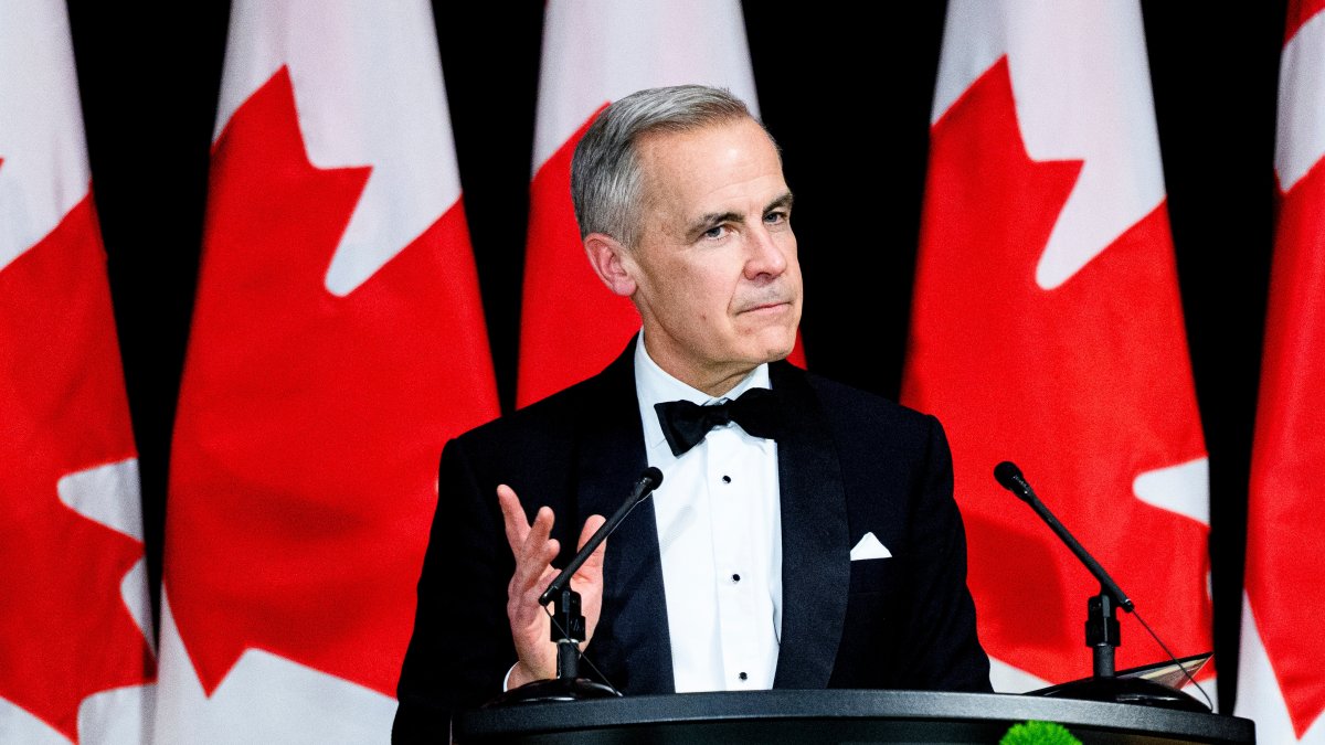 Canadian Prime Minister Mark Carney speaks during the Parliamentary Press Gallery Dinner, Ottawa, Canada, Nov. 29, 2025. (AP Photo)