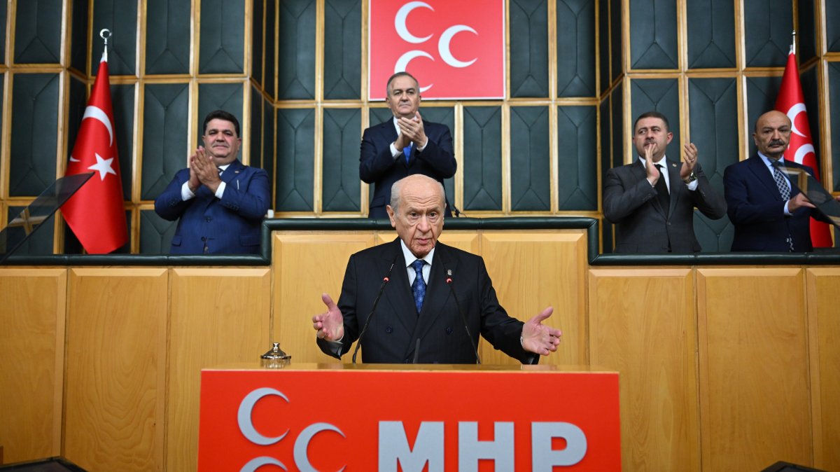 MHP leader Devlet Bahçeli speaks at the parliamentary group meeting of his party, Ankara, Türkiye, Nov. 25, 2025. (AA Photo)