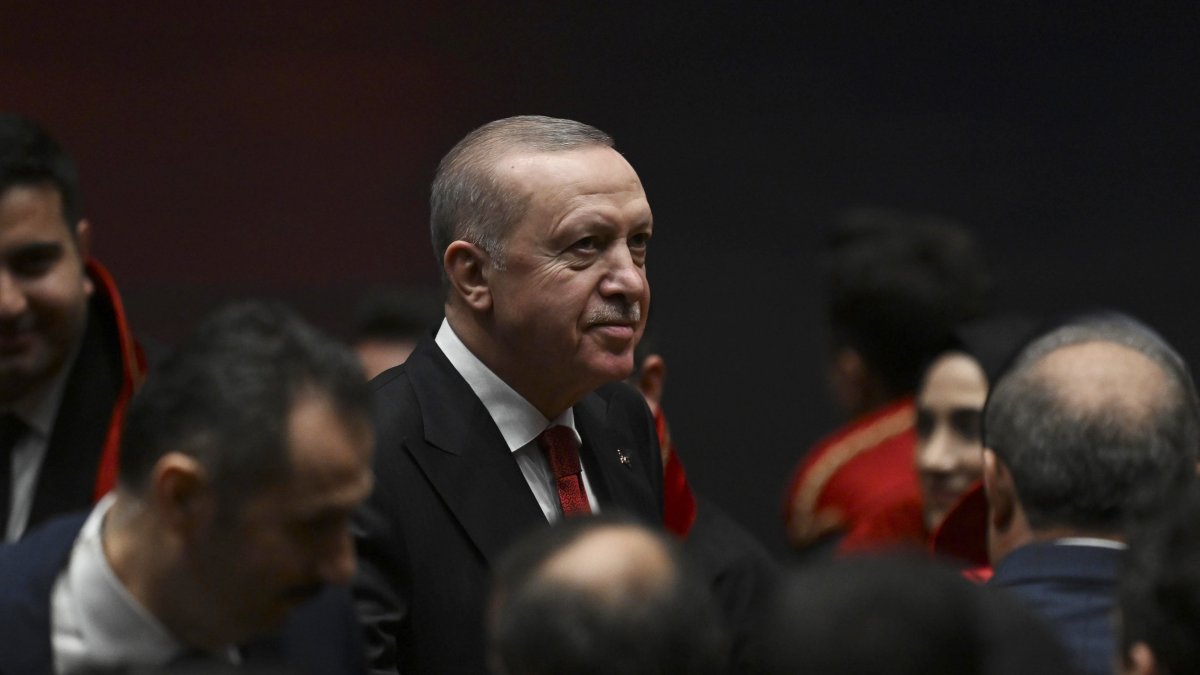 President Recep Tayyip Erdoğan attends the assignment ceremony for judges and prosecutors, Ankara, Türkiye, Dec. 2, 2025. (AA Photo)