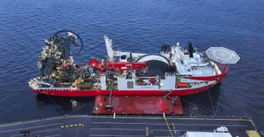 Türkiye&#039;s new drilling ship is docked at a port in Istanbul, Türkiye, Dec. 1, 2025. (AA Photo)