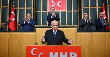 MHP leader Devlet Bahçeli speaks at the parliamentary group meeting of his party, Ankara, Türkiye, Nov. 25, 2025. (AA Photo)