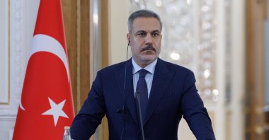 Foreign Minister Hakan Fidan speaks during his official visit to Tehran, Iran, Nov. 30, 2025. (DHA Photo)