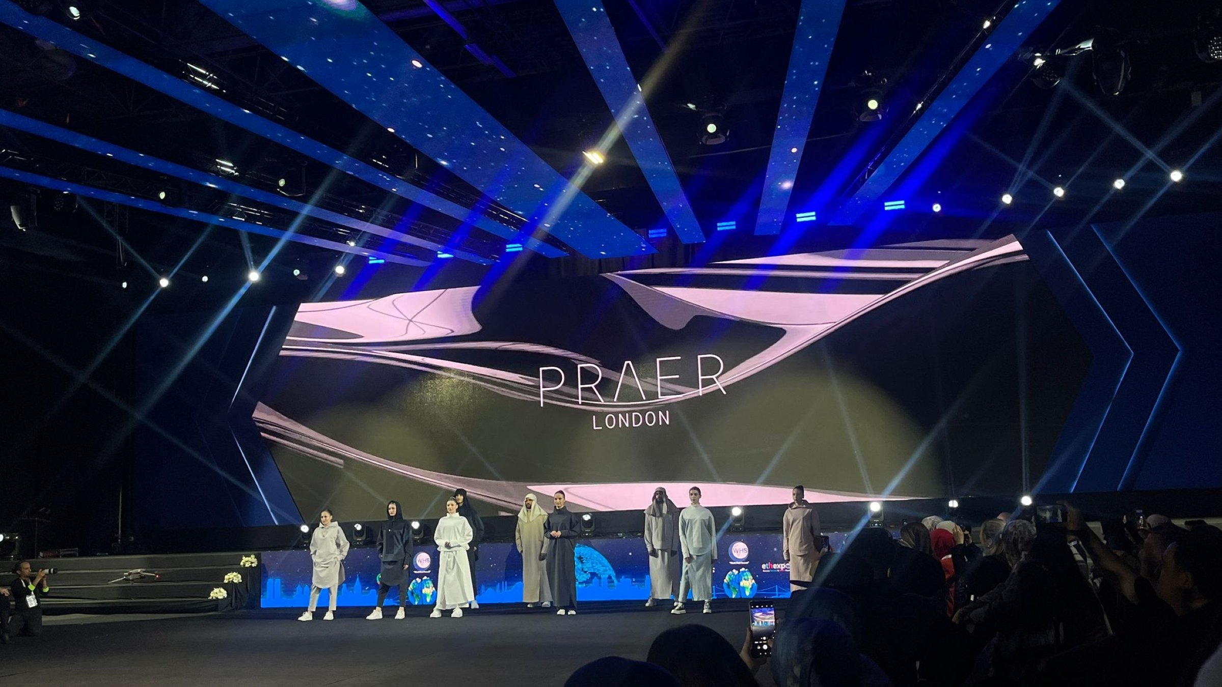 Models pose while presenting new modest fashion collections at the Modest Fashion and Art Trade Show held as part of the Halal Expo 2025, Istanbul, Türkiye, Nov. 29, 2025. (Photo by Betül Tilmaç)