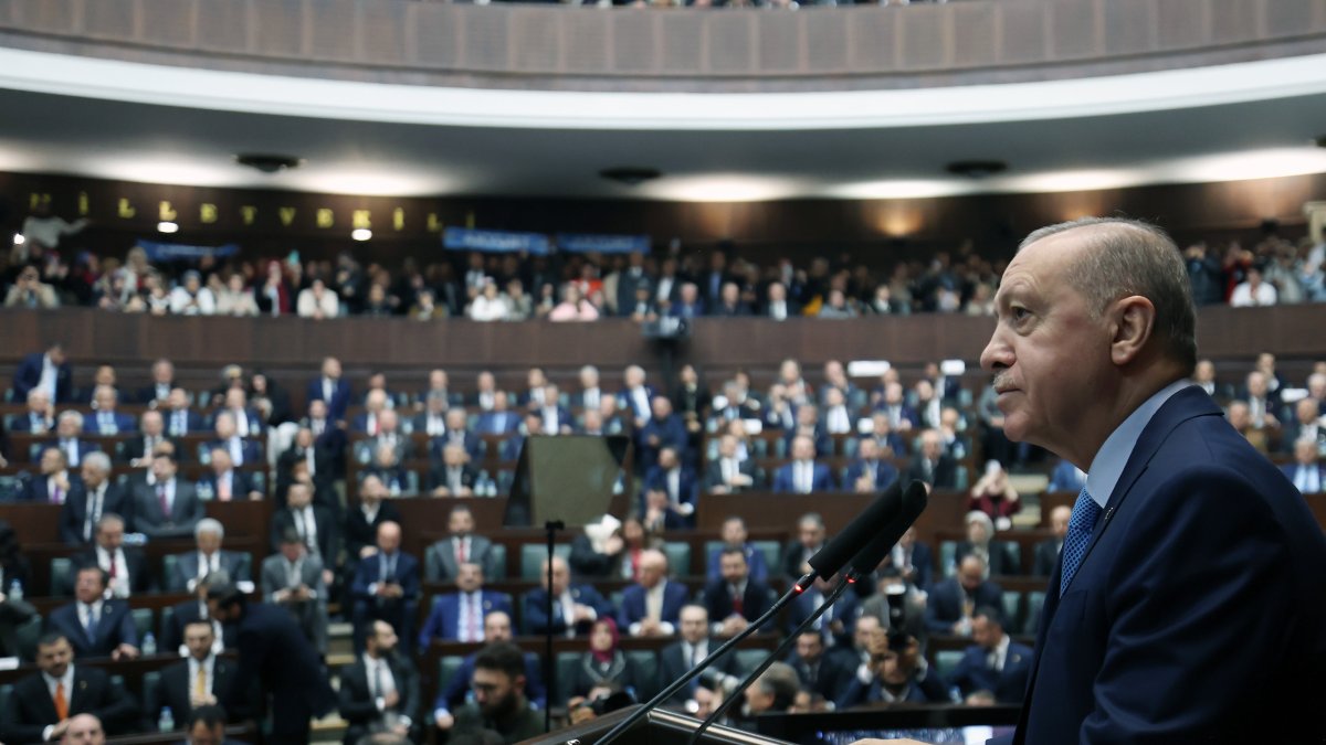 President Recep Tayyip Erdoğan speaks at the parliamentary group meeting of the Justice and Development Party (AK Party), Ankara, Türkiye, Dec. 3, 2025. (AA Photo)