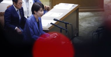 Japan&#039;s Prime Minister Sanae Takaichi answers questions from opposition party leaders, Tokyo, Japan, Nov. 26, 2025. (EPA Photo)