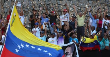 Supporters of Venezuelan President Nicolas Maduro participate in an event, Caracas, Venezuela, Nov. 15, 2025. (EPA Photo)