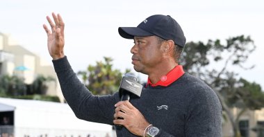 Tiger Woods waves to the fans at The Genesis Invitational golf tournament at Torrey Pines, San Diego, U.S., Feb. 16, 2025. (Reuters Photo)