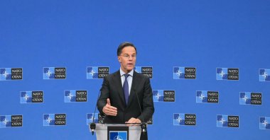 NATO Secretary General Mark Rutte addresses the media after the meeting of NATO Ministers of Foreign Affairs at NATO headquarters in Brussels, Dec. 3, 2025. (AFP Photo)