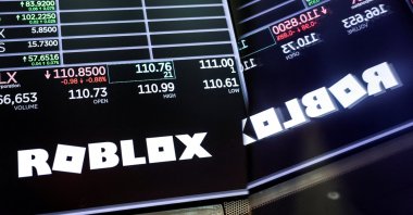 The Roblox logo is displayed on a screen on the floor at the New York Stock Exchange (NYSE) in New York City, U.S., July 15, 2025. (Reuters File Photo)