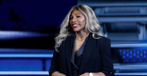 Serena Williams speaks during the America Business Forum inaugural U.S. edition, taking place at the Kaseya Center, Miami, U.S., Nov. 6, 2025. (EPA Photo)