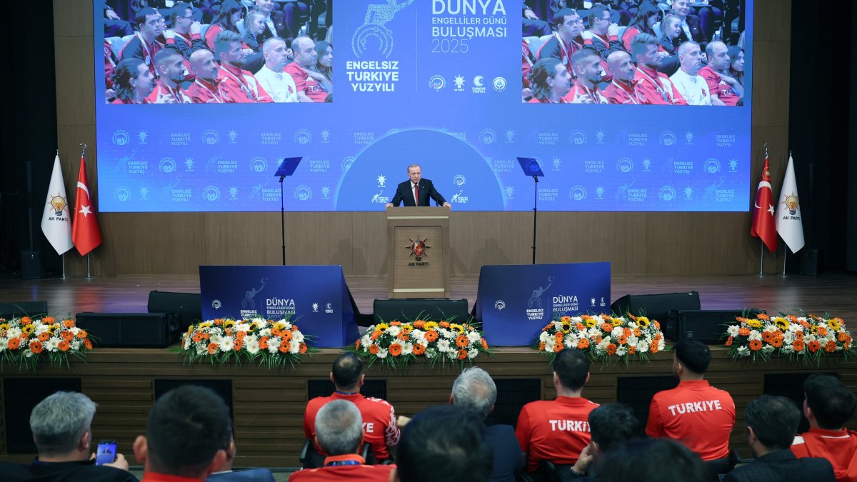 President Recep Tayyip Erdoğan delivers his speech at the AK Party Congress Center, Ankara, Türkiye, Dec. 4, 2025. (AA Photo)