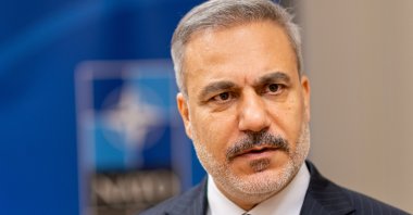 Foreign Minister Hakan Fidan speaks to reporters after NATO meeting, Brussels, Belgium, Dec. 3, 2025. (AA Photo)