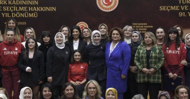 Family and Social Services Minister Mahinur Özdemir Göktaş attends the “91st Anniversary of Turkish Women’s Right to Vote and Be Elected” program, Ankara, Türkiye, Dec. 4, 2025. (AA Photo)