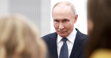 Russia&#039;s President Vladimir Putin meets with volunteers during a volunteer organizations forum in Moscow, Russia, Dec. 3, 2025. (AFP Photo)