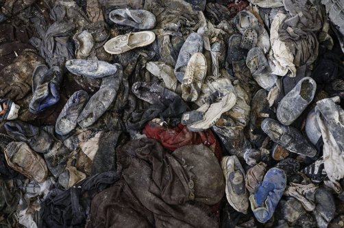 Shoes belonging to prisoners pile up inside a cell of the Sednaya prison, dubbed by Amnesty International as the &#039;Human Slaughterhouse&#039;, near Damascus, Syria, Dec.12, 2024. (EPA File Photo)