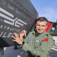 Baykar Chair of the Board Selçuk Bayraktar poses beside the company&#039;s Kızılelma unmanned fighter jet, Amasya, northern Türkiye, Nov. 29, 2025. (AA Photo)