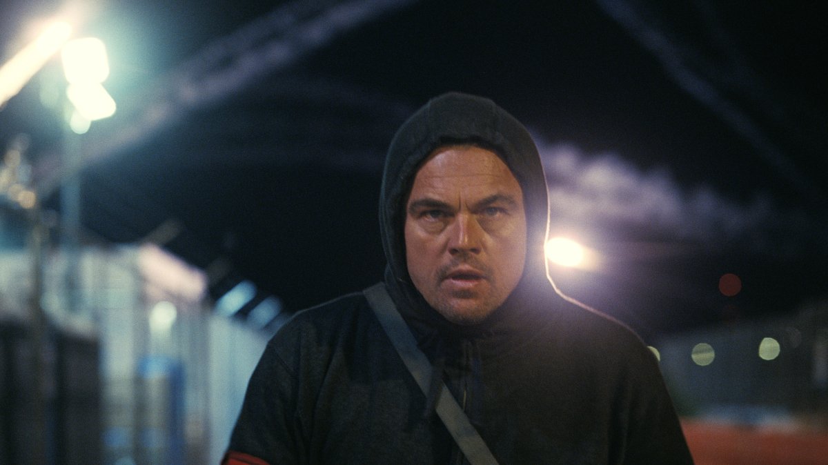 This image released by Warner Bros. Pictures shows Leonardo DiCaprio in a scene from &quot;One Battle After Another.&quot; (AP Photo)