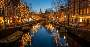 Charming Christmas lights in Amsterdam, Netherlands. (Shutterstock Photo)