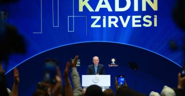 President Recep Tayyip Erdoğan speaks at the International Women in Local Governments Summit, Istanbul, Türkiye, Dec. 5, 2025. (AA Photo)