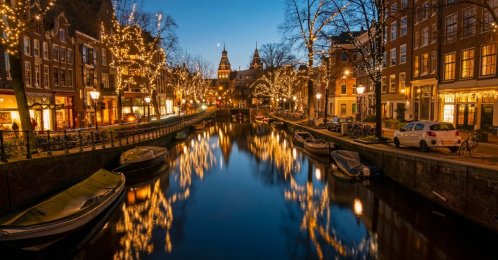 Charming Christmas lights in Amsterdam, Netherlands. (Shutterstock Photo)