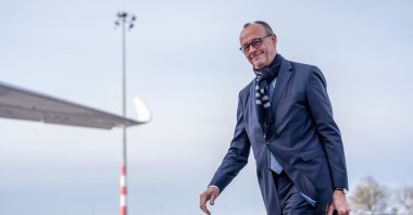 German Chancellor Friedrich Merz arrives at Berlin&#039;s Brandenburg Airport in Schönefeld, Germany, Dec. 6, 2025. (AP Photo)