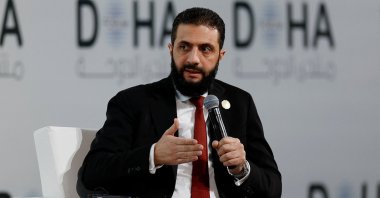 Syrian President Ahmed al-Sharaa speaks as he attends the 23rd edition of the annual Doha Forum, in Doha, Qatar, Dec. 6, 2025. (Reuters Photo)