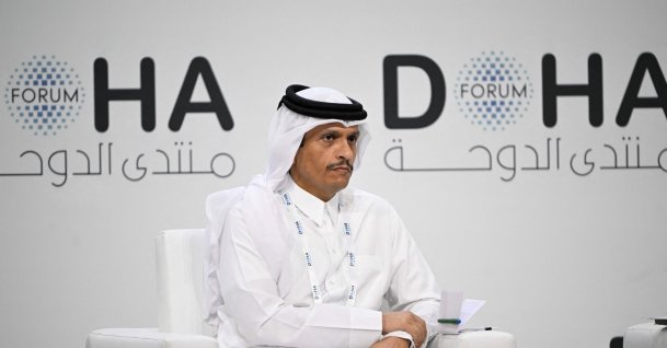 Qatar's Prime Minister and Minister for Foreign Affairs Sheikh Mohammed bin Abdulrahman bin Jassim Al-Thani, attends a session on the opening day of the Doha Forum, an annual diplomatic conference, in Doha, Qatar, Dec. 6, 2025. AFP Photo)