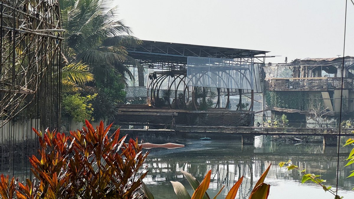 The burned remains of the Birch by Romeo Lane nightclub, sealed for investigation after a fire that killed multiple people, in Goa, India, Dec. 7, 2025. (Reuters Photo)