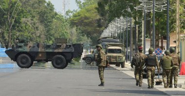 Soldiers patrol in front of the headquarters of Benin&amp;#039;s radio and television station, after, according to Benin&amp;#039;s Interior Minister, the country&amp;#039;s armed forces thwarted the attempted coup against the government of Benin&amp;#039;s President Patrice Talon, in Cotonou, Benin, Dec. 7, 2025. (Reuters Photo)