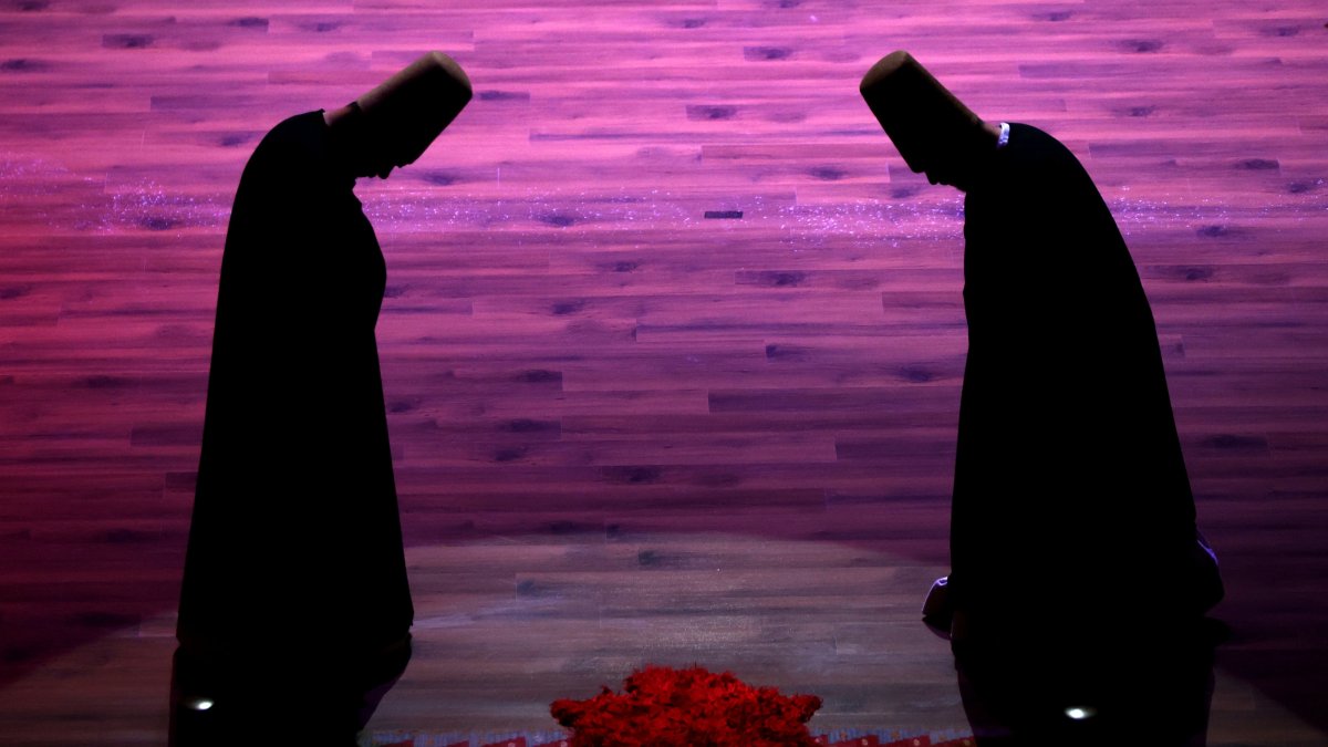 Whirling dervishes perform during Rumi’s 752nd anniversary ceremony in Konya, central Türkiye, Dec. 7, 2025. (AA Photo)