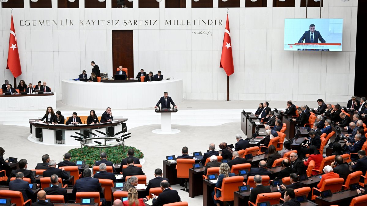 Vice President Cevdet Yılmaz speaks at Parliament, Ankara, Türkiye, Dec. 8, 2025. (AA Photo)