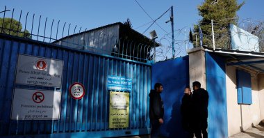 Israeli police officers wait outside the United Nations Relief and Works Agency for Palestine Refugees (UNRWA) headquarters, in Jerusalem Dec. 8, 2025. (Reuters Photo