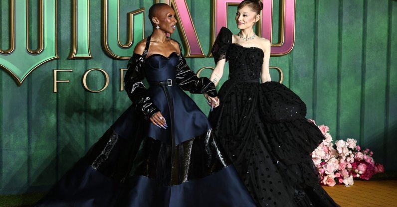 British actor Cynthia Erivo (L) and U.S. actor Ariana Grande pose on the red carpet upon arrival for the European premiere of the film &quot;Wicked: For Good,&quot; London, U.K., Nov. 10, 2025. (AFP File Photo)