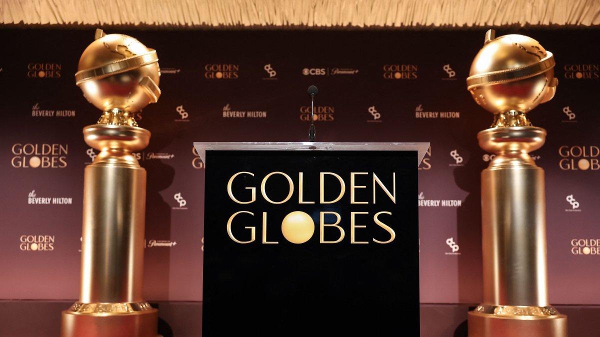 A view of the podium and stage ahead of the nominations announcement event for the 83rd Golden Globe Awards in Beverly Hills, California, U.S., Dec. 8, 2025. (AFP Photo)