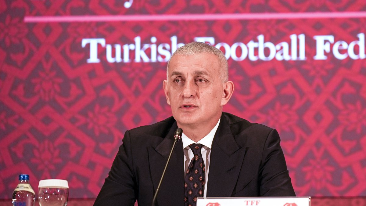 Turkish Football Federation (TFF) President Ibrahim Hacıosmanoğlu speaks at the federation headquarters in Riva, Istanbul, Türkiye, Dec. 9, 2025. (AA Photo)