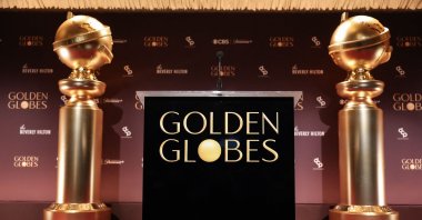 A view of the podium and stage ahead of the nominations announcement event for the 83rd Golden Globe Awards in Beverly Hills, California, U.S., Dec. 8, 2025. (AFP Photo)