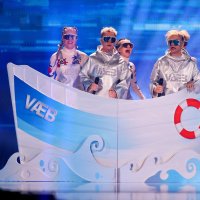 VÆB, representing Iceland, perform &quot;ROA,&quot; during the first semi-final of the 2025 Eurovision Song Contest, in Basel, Switzerland, May 13, 2025. (Reuters File Photo)