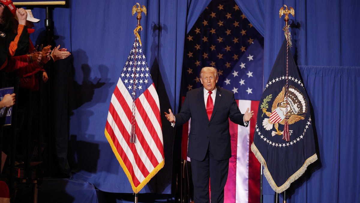 President Donald Trump arrives to deliver remarks during an event at Mount Airy Casino Resort, Pennsylvania, U.S., Dec. 9, 2025. (AFP Photo)