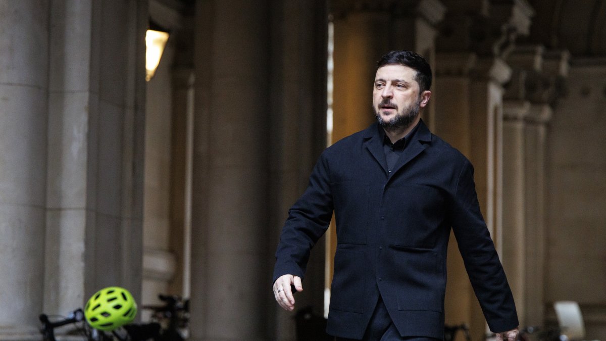 Ukrainian President Volodymyr Zelenskyy at 10 Downing Street, London, U.K., Dec. 8, 2025. (EPA Photo)