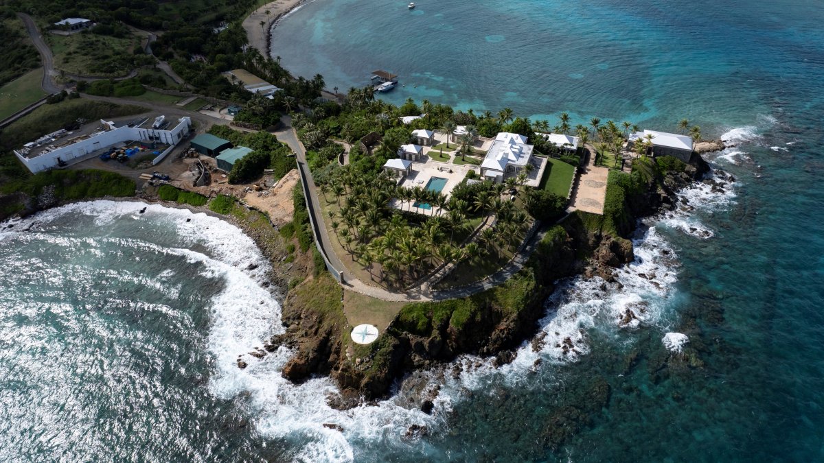 A drone view shows Little St. James, a small private island formerly owned by the late financier Jeffrey Epstein and later sold by his estate to settle lawsuits, in the U.S. Virgin Islands, Nov. 29, 2025. (Reuters File Photo)