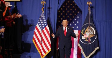 President Donald Trump arrives to deliver remarks during an event at Mount Airy Casino Resort, Pennsylvania, U.S., Dec. 9, 2025. (AFP Photo)