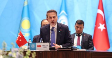 Energy and Natural Resources Minister Alparslan Bayraktar speaks at the ministerial meeting as part of the 5th Energy Ministers Council of the Organization of Turkic States (OTS), Istanbul, Türkiye, Dec. 10, 2025. (AA Photo)