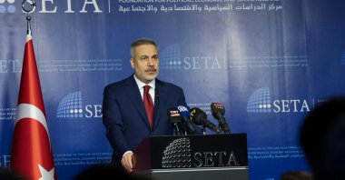 Foreign Minister Hakan Fidan speaks at the SETA-hosted conference titled &quot;Syria After One Year: Recovery and Reconstruction,&quot; Ankara, Türkiye, Dec. 10, 2025. (AA Photo)